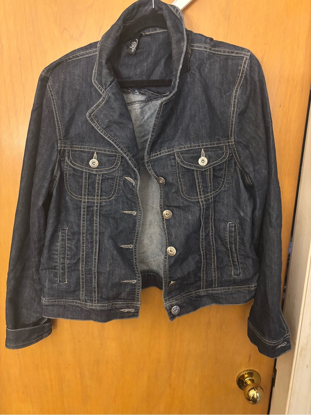 Joie Dark Blue Denim Jacket with Contrast Stitching